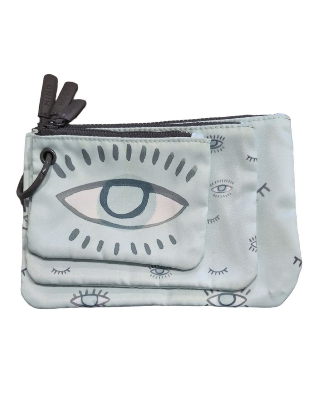 Evil Eye Nesting Travel Makeup Pouch Bag Set 3pc "Mind, Body, Spirit"
